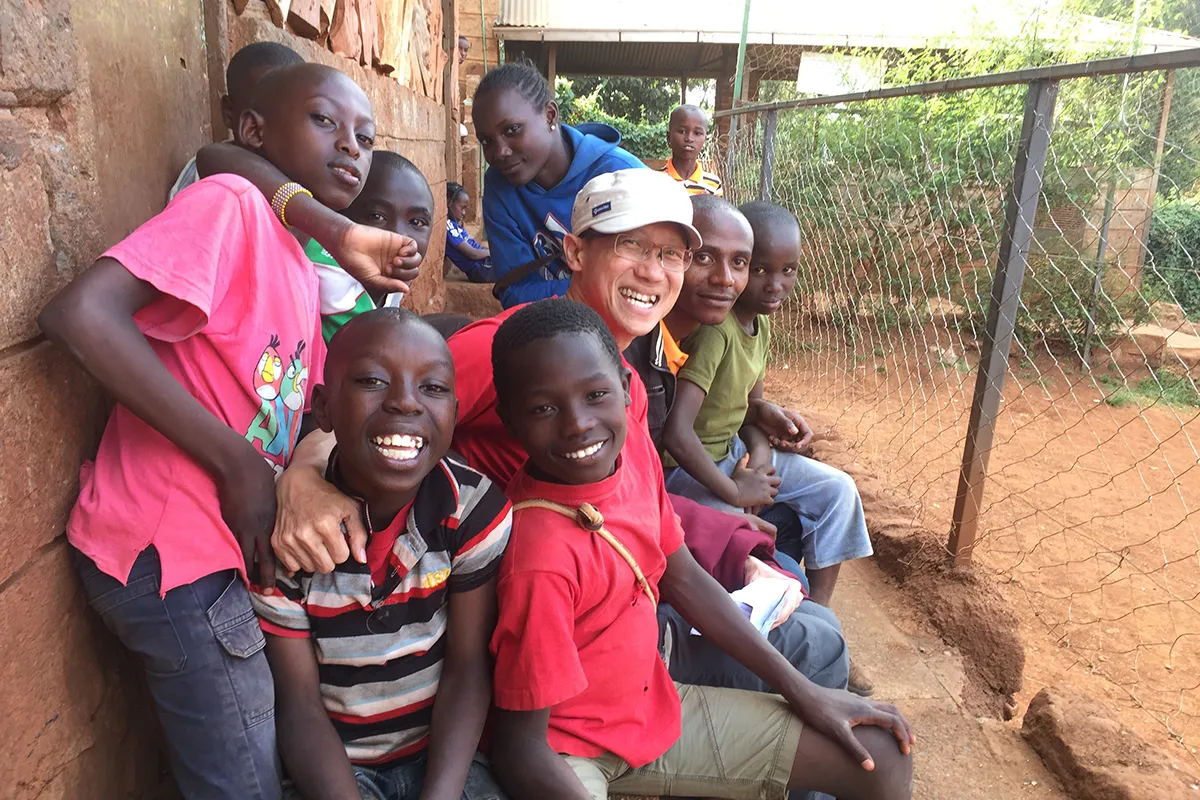 Alvin with the children of Children's Garden Home, Nairobi
